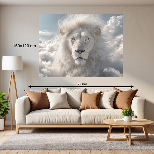 Leinwandbild Majestätischer Löwe im Himmel 160x120 cm Querformat