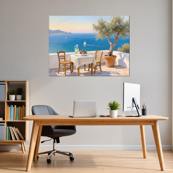 Leinwandbild Mediterrane Traumlandschaft fuer Büro- und Arbeitszimmer warmeFarben Querformat