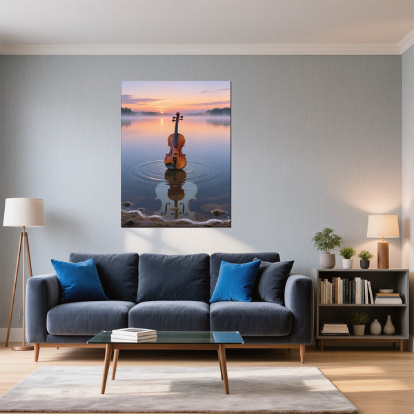Leinwandbild Melodien des Sonnenaufgangs fuer Wohnzimmer blau Hochformat