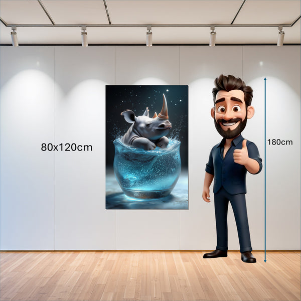Leinwandbild Rhinoliebe im Glas 80x120 cm Hochformat