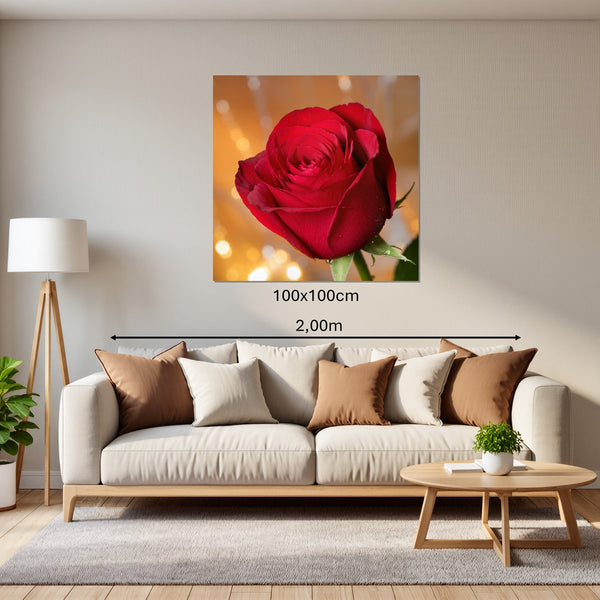 Leinwandbild Rote Rose in voller Blüte B-00017100x100 cm Quadrat