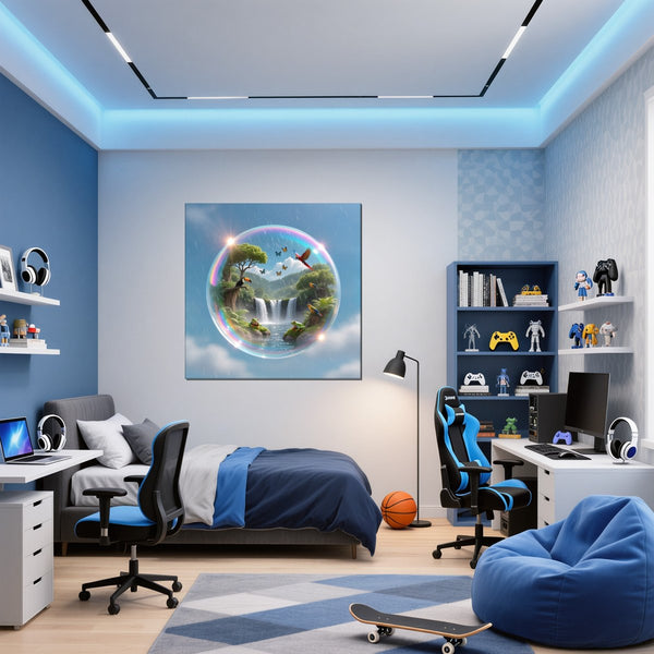 Leinwandbild Tropische Traumwelt fuer Jugendzimmer blau Quadrat