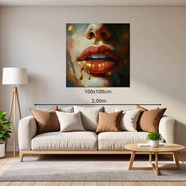 Leinwandbild Verführerische Lippen B-00012100x100 cm Quadrat