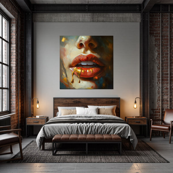 Leinwandbild Verführerische Lippen B-00012 fuer Schlafzimmer dunkelanthrazit Quadrat