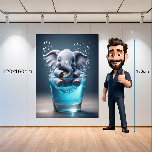 Leinwandbild Verspielter Elefant im Glas 120x160 cm Hochformat