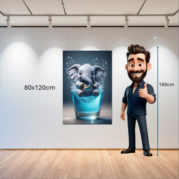 Leinwandbild Verspielter Elefant im Glas 80x120 cm Hochformat