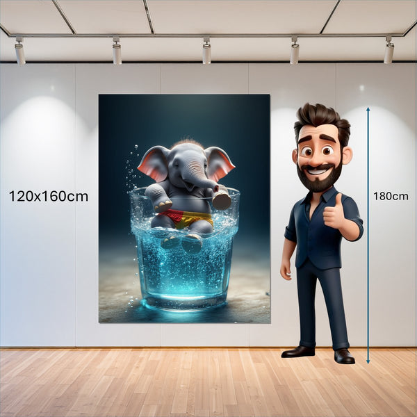 Leinwandbild Verspielter Elefant im Wasser 120x160 cm Hochformat