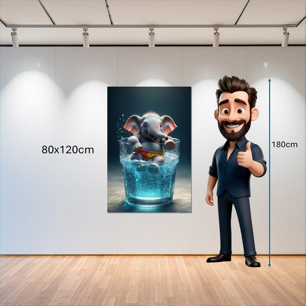 Leinwandbild Verspielter Elefant im Wasser 80x120 cm Hochformat