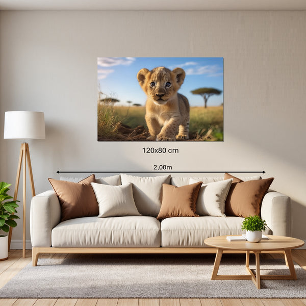Leinwandbild Verspielter Löwe120x80 cm Querformat