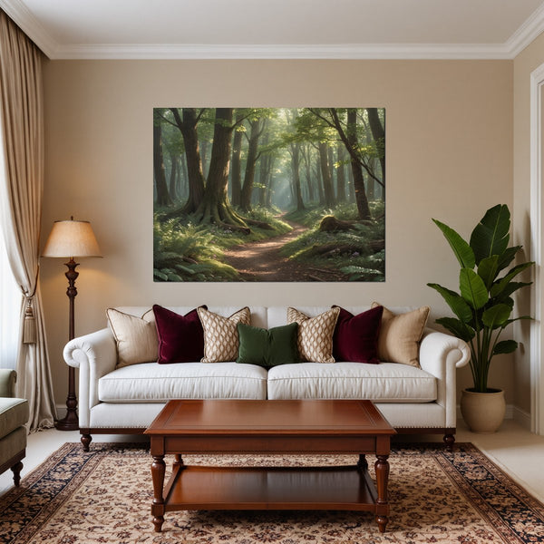 Leinwandbild Verzauberter Waldweg B-00010 fuer Wohnzimmer warmeFarben Querformat