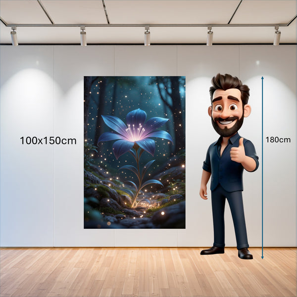 Poster Wandbild 100x150 cm Leuchtende Blüte im Wald Hochformat