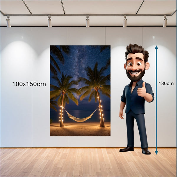 Poster Wandbild 100x150 cm Sternenhimmel über der Hängematte Hochformat