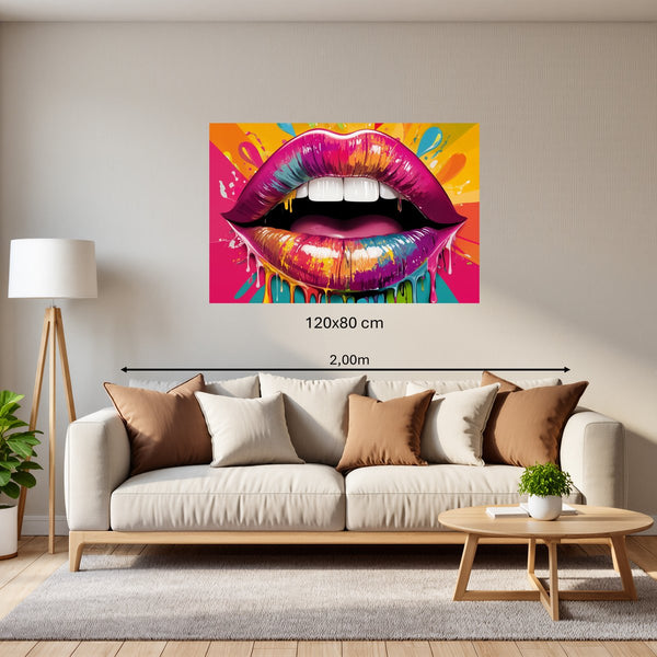 Poster Wandbild 120x80 cm Bunte Lippen B-00014 Querformat