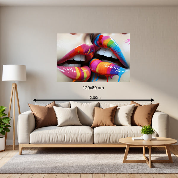 Poster Wandbild 120x80 cm Bunte Lippenkunst B-00028 Querformat