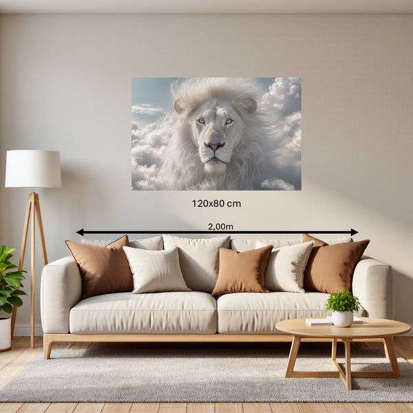 Poster Wandbild 120x80 cm Majestätischer Löwe im Himmel Querformat
