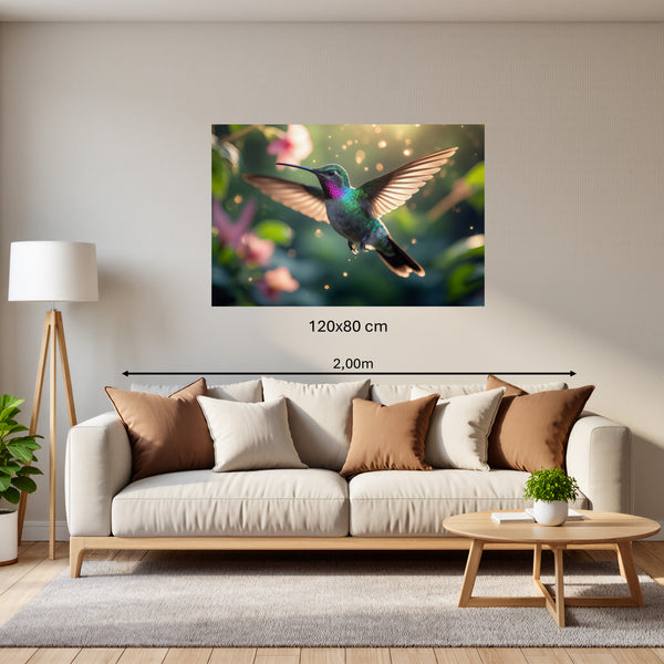 Poster Wandbild 120x80 cm Schwebender Kolibri Querformat