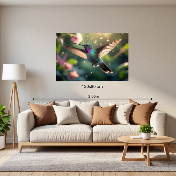 Poster Wandbild 120x80 cm Schwebender Kolibri Querformat