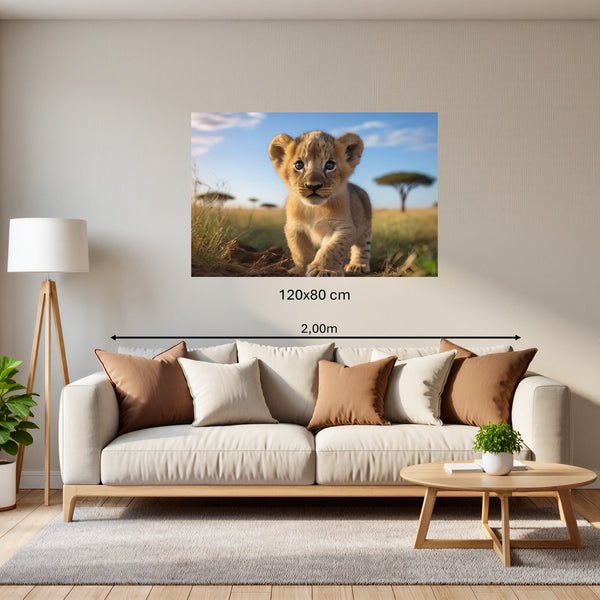 Poster Wandbild 120x80 cm Verspielter Löwe Querformat