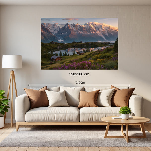 Poster Wandbild 150x100 cm Alpenlandschaft bei Sonnenuntergang Querformat