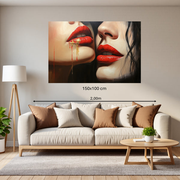 Poster Wandbild 150x100 cm Verführerische Lippenkunst Querformat