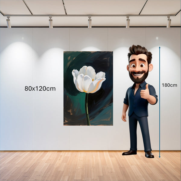 Poster Wandbild 80x120 cm Elegante weiße Tulpe Hochformat
