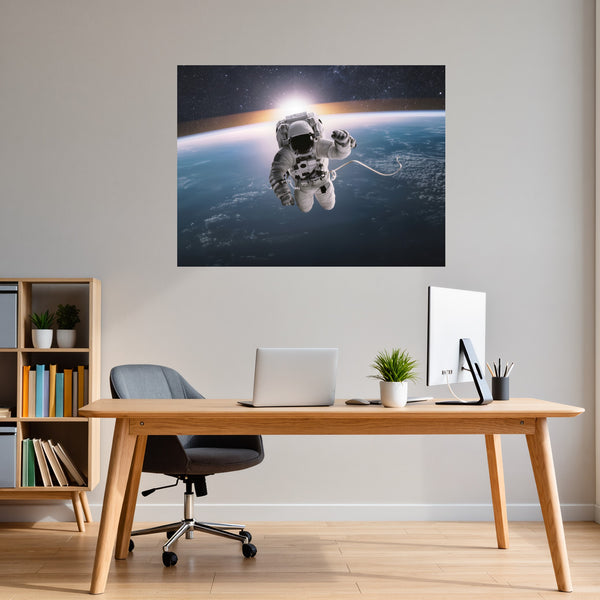 Poster Wandbild Astronaut im Weltall fuer Büro- und Arbeitszimmer dunkelanthrazit Querformat