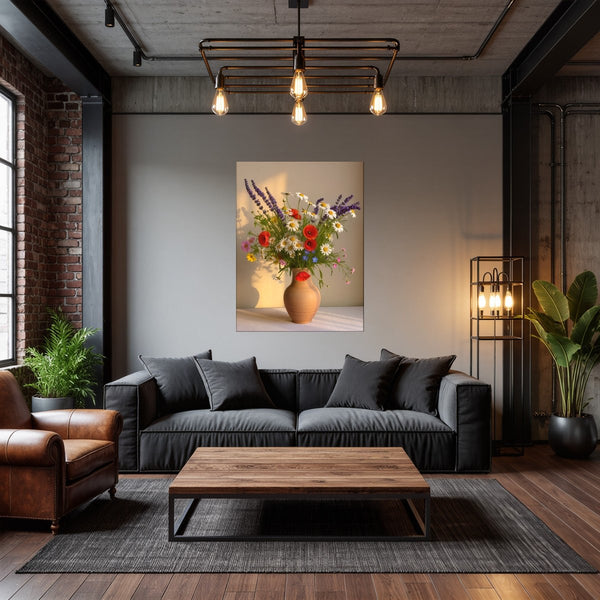 Poster Wandbild Blühende Farbenpracht fuer Wohnzimmer dunkelanthrazit Hochformat