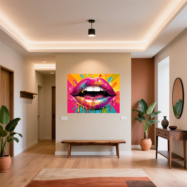 Poster Wandbild Bunte Lippen B-00014 fuer Flur und Eingang warmeFarben Querformat