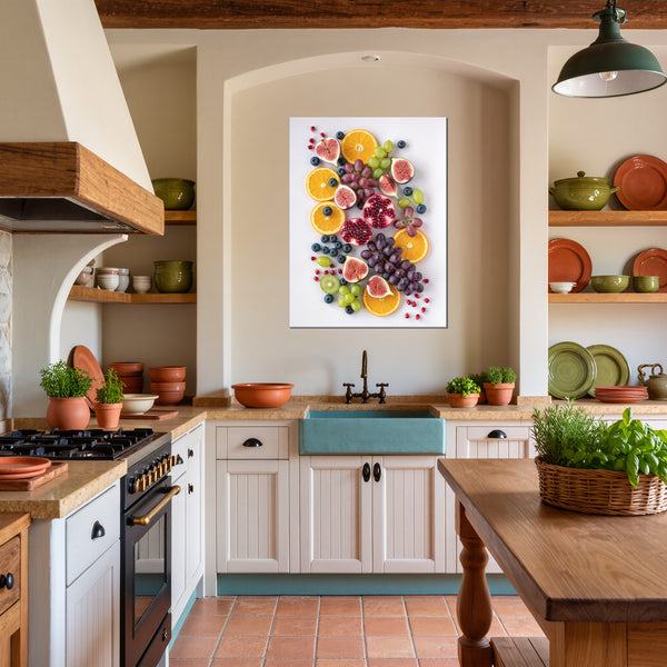 Poster Wandbild Fruchtige Vielfalt fuer Kueche und Esszimmer gruen Hochformat