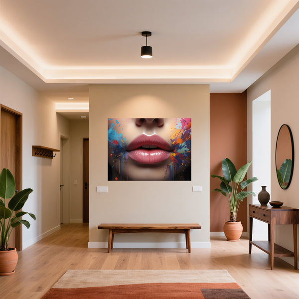 Poster Wandbild Lebendige Lippen B-00018 fuer Flur und Eingang warmeFarben Querformat