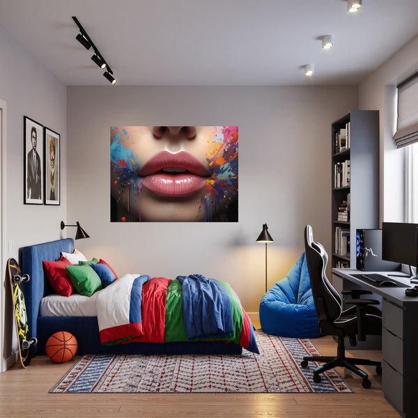 Poster Wandbild Lebendige Lippen B-00018 fuer Jugendzimmer warmeFarben Querformat