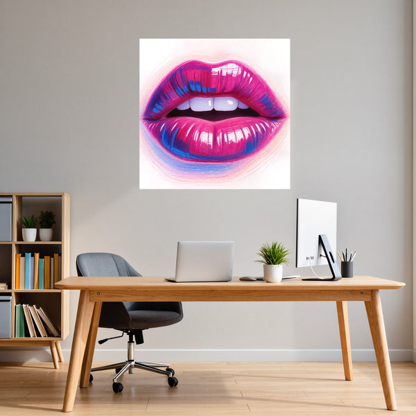 Poster Wandbild Lebendige Lippen fuer Buero und Arbeitszimmer warmeFarben Quadrat