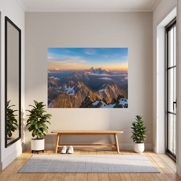 Poster Wandbild Majestätische Berglandschaft fuer Flur und Eingang dunkelanthrazit Querformat