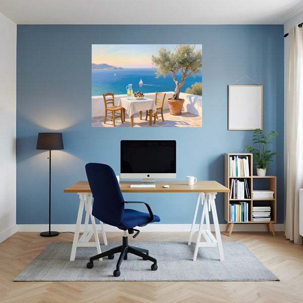 Poster Wandbild Mediterrane Traumlandschaft fuer Büro- und Arbeitszimmer blau Querformat