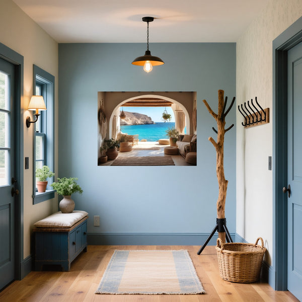 Poster Wandbild Mediterranes Paradies fuer Flur und Eingang blau Querformat