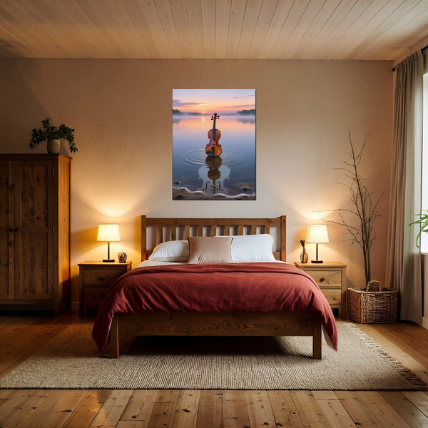 Poster Wandbild Melodien des Sonnenaufgangs fuer Schlafzimmer warmeFarben Hochformat
