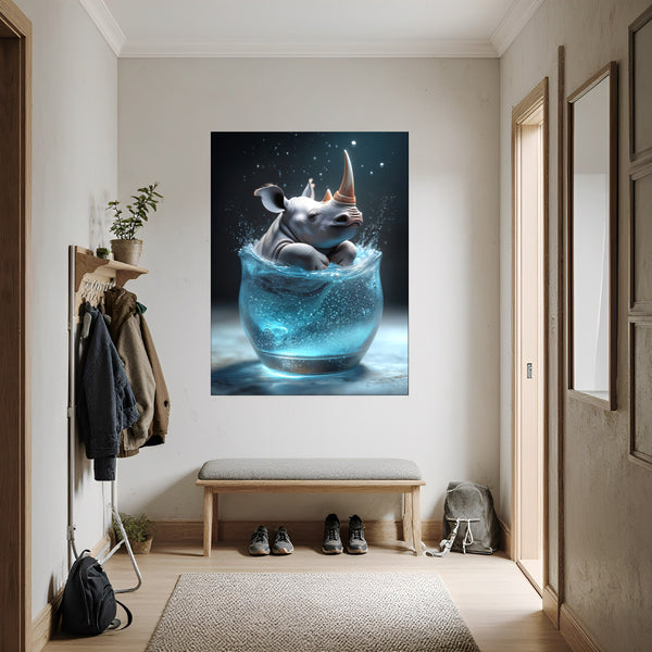 Poster Wandbild Rhinoliebe im Glas fuer Flur und Eingang dunkelanthrazit Hochformat
