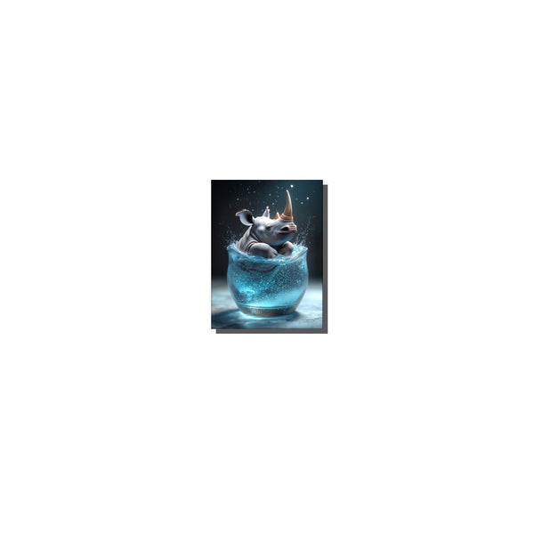 Poster Wandbild Rhinoliebe im Glas fuer Flur und Eingang warmeFarben Hochformat