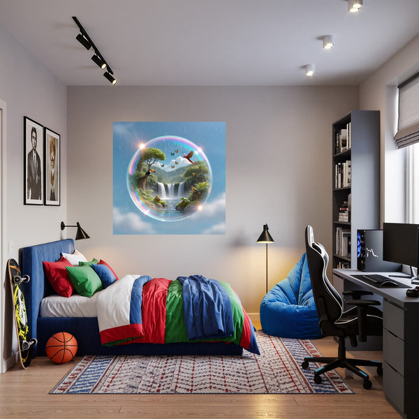 Poster Wandbild Tropische Traumwelt fuer Jugendzimmer warmeFarben Quadrat