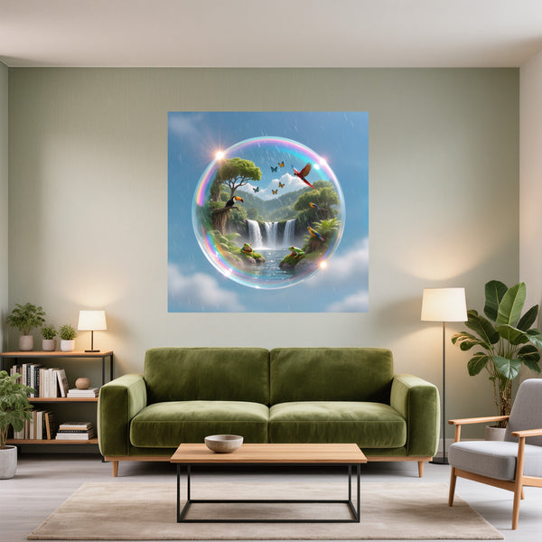 Poster Wandbild Tropische Traumwelt fuer Wohnzimmer gruen Quadrat