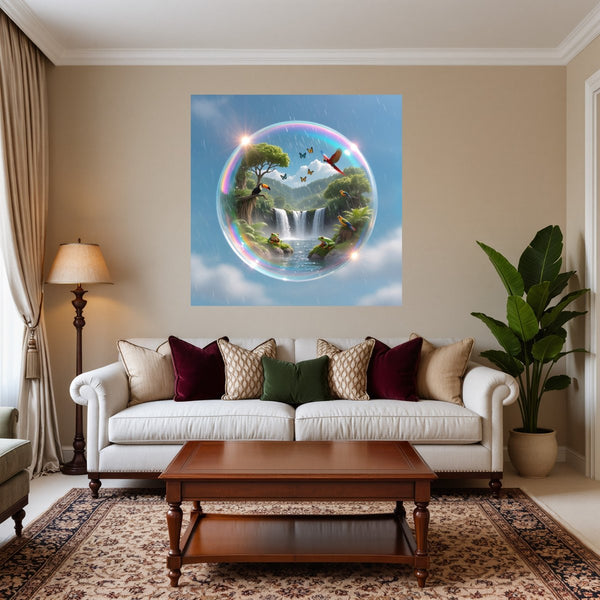 Poster Wandbild Tropische Traumwelt fuer Wohnzimmer warmeFarben Quadrat