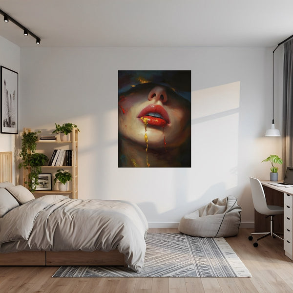 Poster Wandbild Verborgene Leidenschaft fuer Jugendzimmer grauoderbeige Hochformat