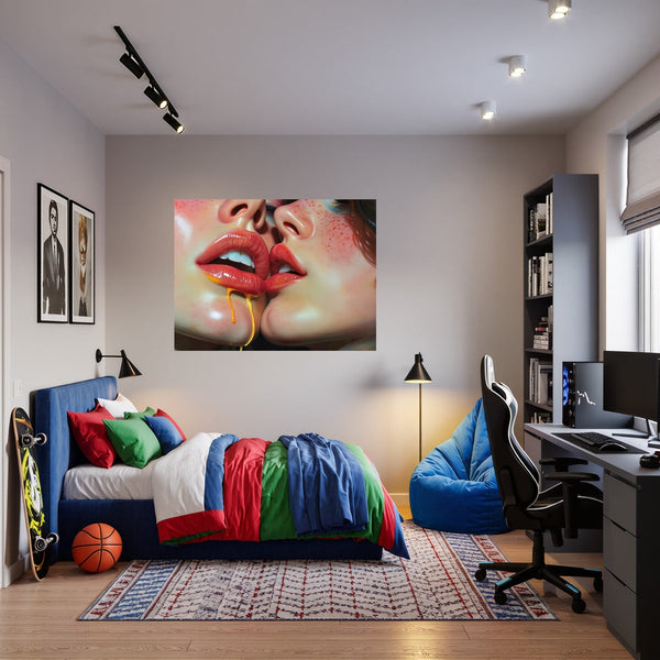 Poster Wandbild Verführerische Lippen B-00015 fuer Jugendzimmer warmeFarben Querformat
