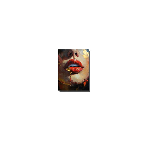 Poster Wandbild Verführerische Lippen fuer Flur und Eingang warmeFarben Hochformat