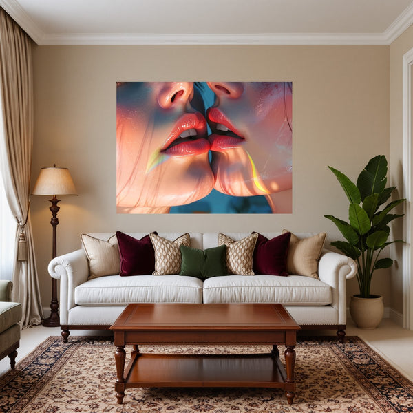 Poster Wandbild Zarte Berührung fuer Wohnzimmer warmeFarben Querformat