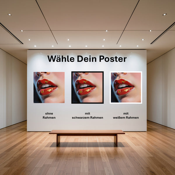 Poster Kunstvolle Lippen mit und ohne Rahmen
