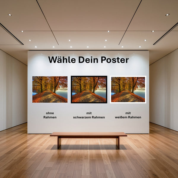 Poster Herbstliche Landschaft am Wasser mit und ohne Rahmen