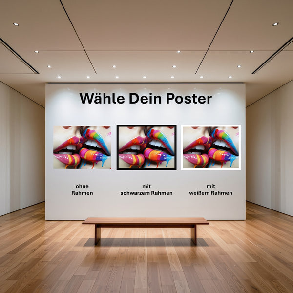 Poster Bunte Lippenkunst B-00028 mit und ohne Rahmen