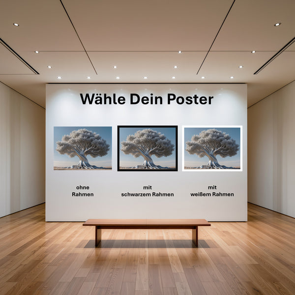 Poster Silberner Baum mit und ohne Rahmen