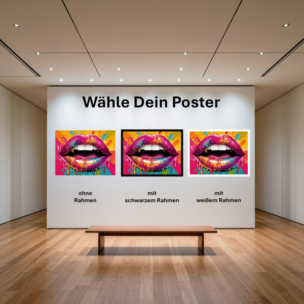 Poster Bunte Lippen B-00014 mit und ohne Rahmen